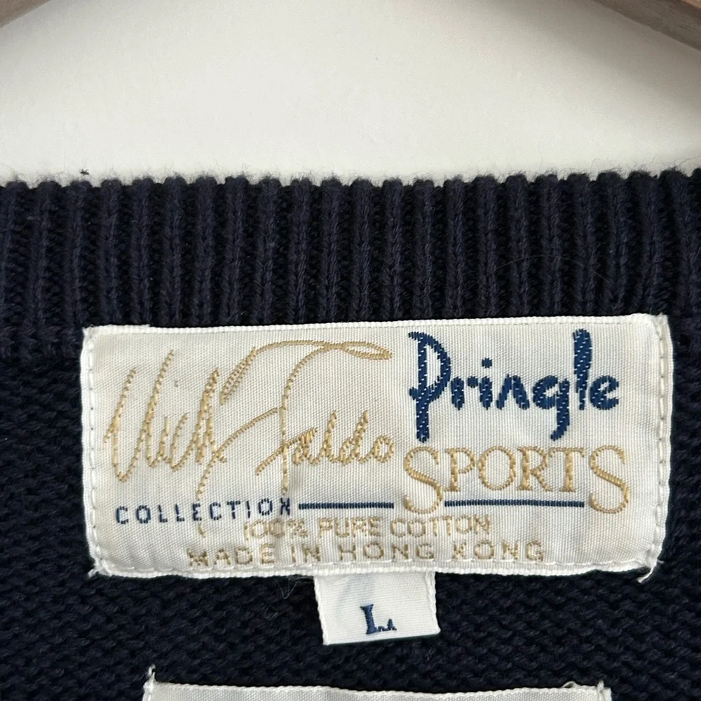 Pringle Vintage Men’s Golf Sweater Navy Blue Yellow Size L